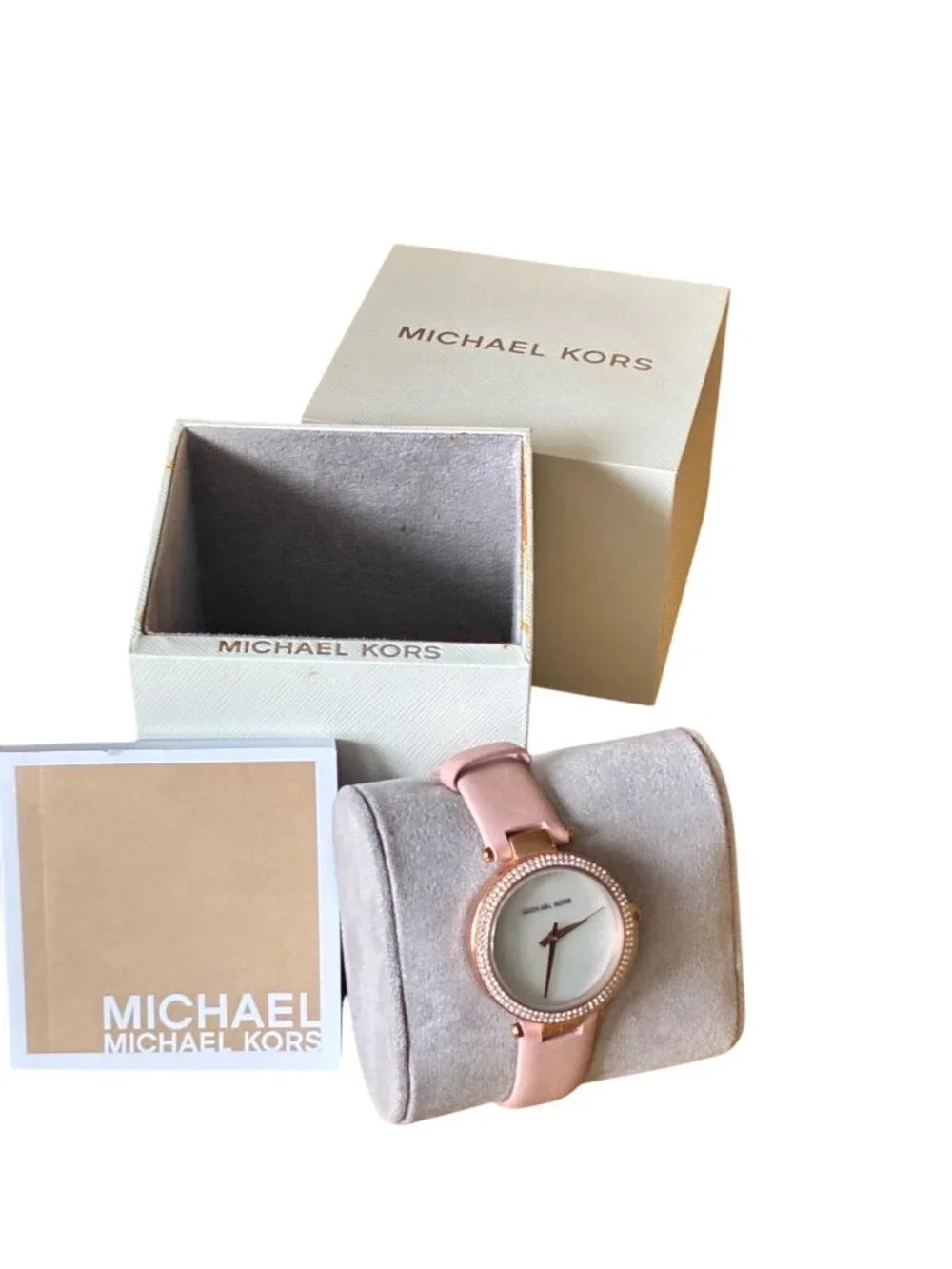 Michael‎ Kors MK2590 Mini Parker  Watch Womens Rose Gold-Tone Watch Pink Leather